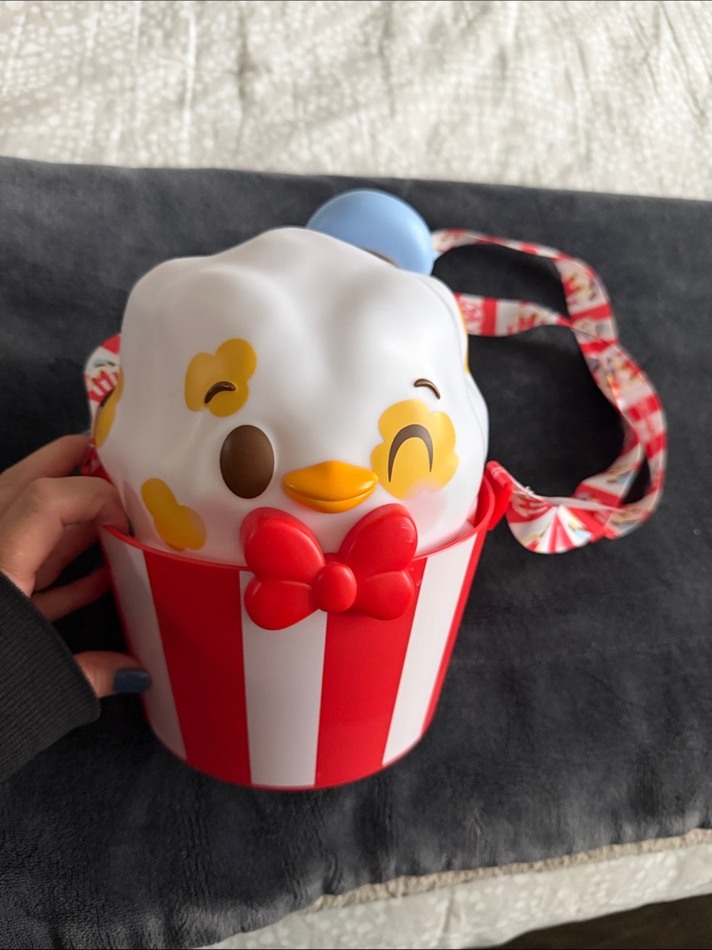 Walt Disney parks the Munchlings Donald Duck popcorn bucket with strap